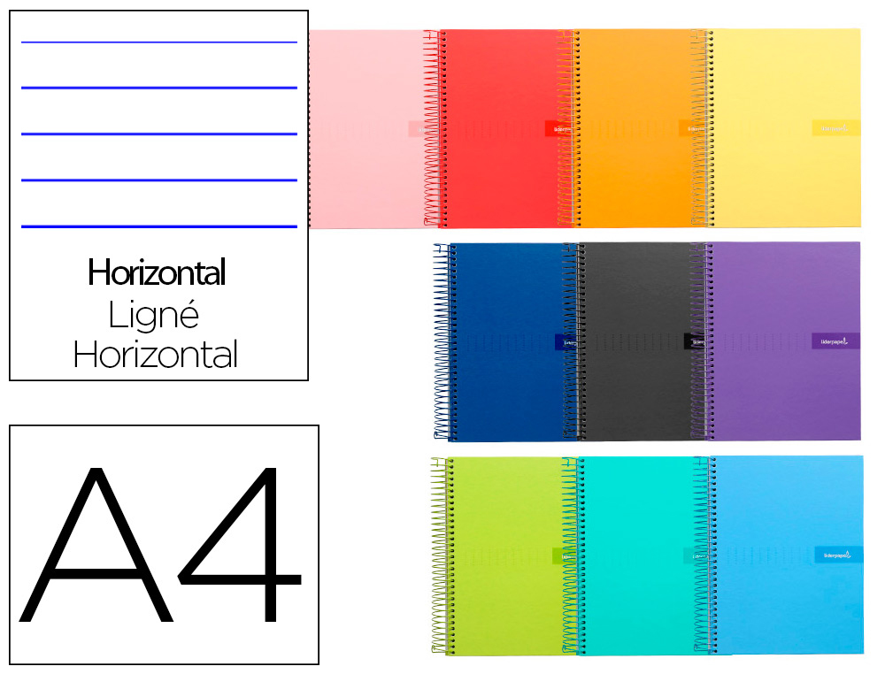 CUADERNO ESPIRAL LIDERPAPEL A4 CRAFTY TAPA FORRADA 80H 90GR RAYADO HORIZONTAL CON MARGEN COLORES SURTIDOS