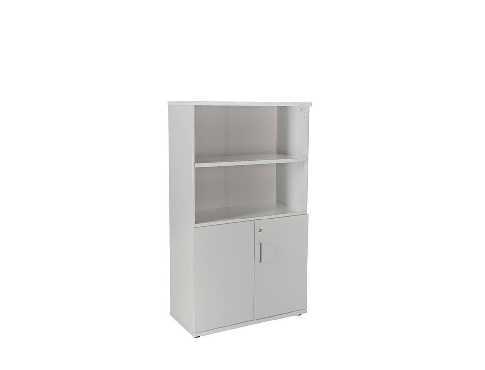 ARMARIO ROCADA CON TRES ESTANTES Y DOS PUERTAS INFERIORES SERIE STORE 156X90X45 CM ACABADO GRIS/GRIS