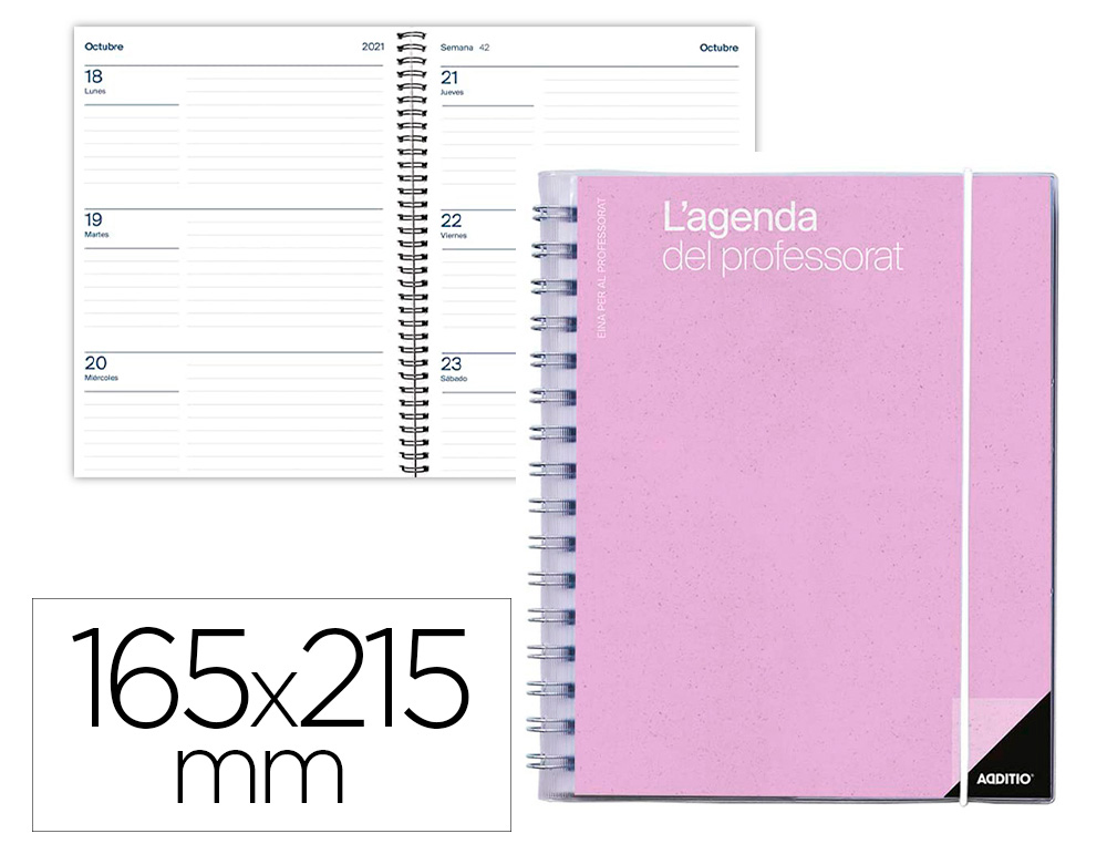 AGENDA DEL PROFESORADO ADDITIO SEMANA VISTA EVALUACION Y HOJAS PARA ANOTACIONES 208 PAGINAS COLORES STDOS.CATALAN