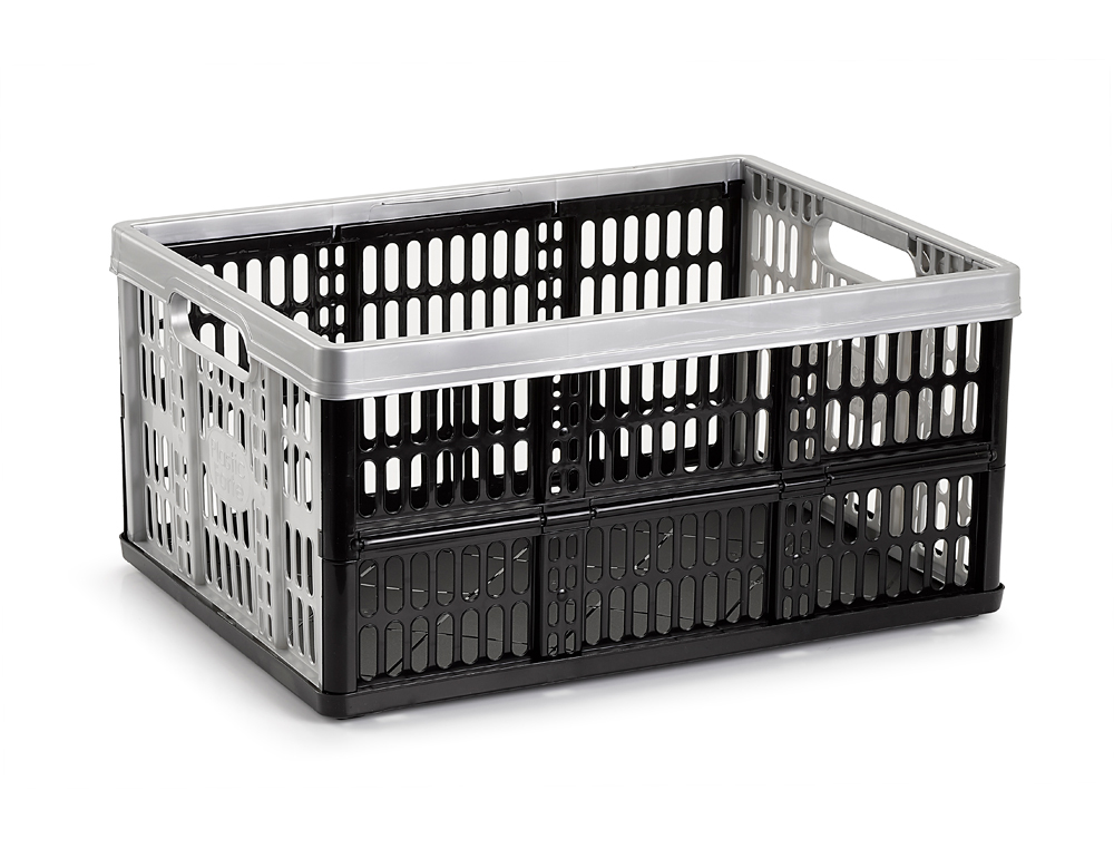 CAJA PLEGABLE PLASTICFORTE 32 LITROS PLASTICO COLOR PLATA 480X350X230 MM