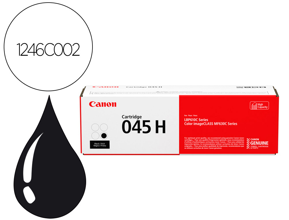 TONER CANON 045 H I-SENSYS LBP611 / LBP613 NEGRO 2800 PAGINAS