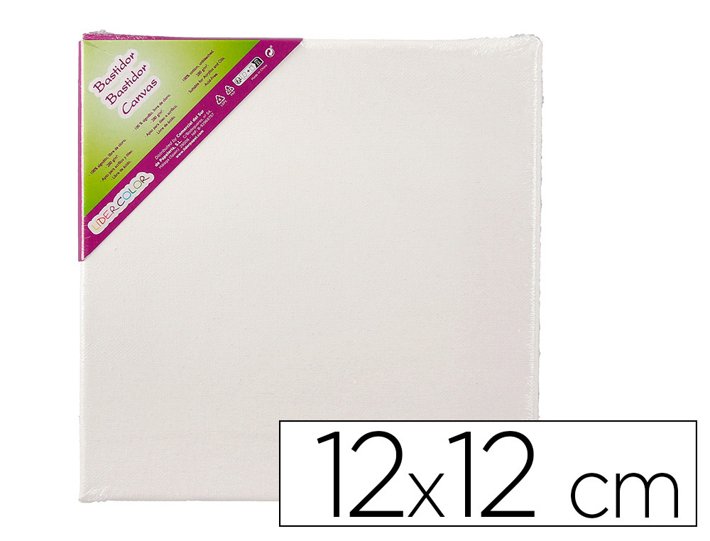 BASTIDOR LIDERPAPEL LIENZO GRAPADO TRASERO ALGODON 100% 12X12 CM