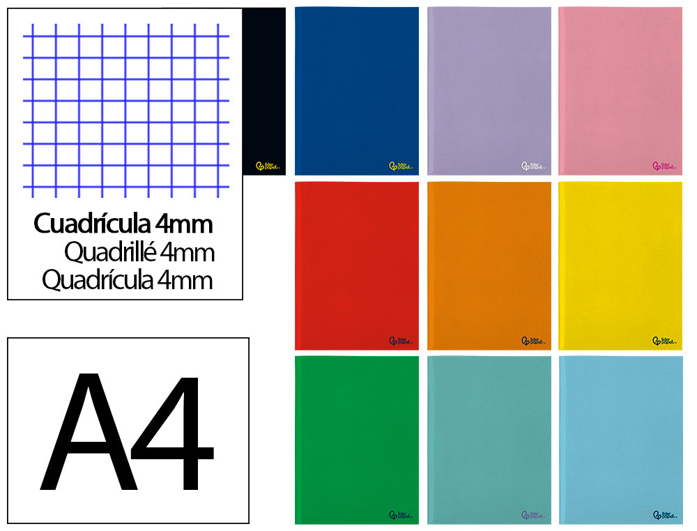 LIBRETA LIDERPAPEL SMART A4 32 HOJAS 75G/M2 CUADRO 4MM CON MARGEN COLORES SURTIDOS