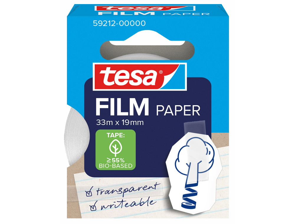 CINTA ADHESIVA TESA PAPEL TRANSPARENTE 33 MT X 19 MM