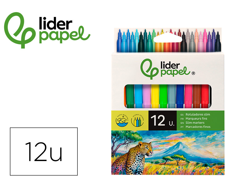 ROTULADOR LIDERPAPEL SLIM CAJA DE 12 UNIDADES COLORES SURTIDOS