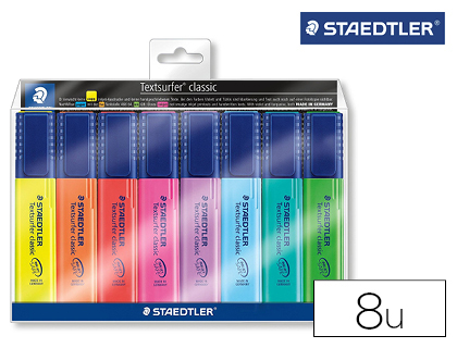 ROTULADOR STAEDTLER TEXTSURFER 364 FLUORESCENTE BOLSA DE 6 UNIDADES COLORES SURTIDOS + 2 REGALO
