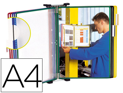 PORTACATALOGO DE PARED METALICO DJOIS CON 10 FUNDAS DIN A4 COLORES SURTIDOS