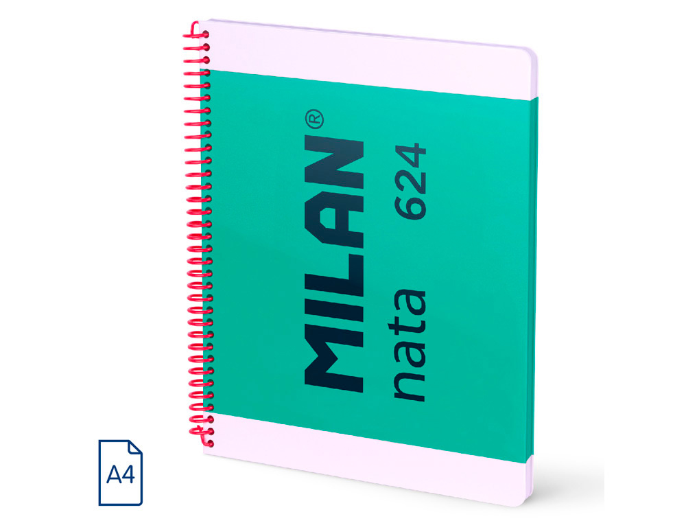 CUADERNO ESPIRAL MILAN SERIE NATA 624 SINCE 1918 DIN A4 TAPA DURA 80 HOJAS 95 GR CUADRO 5 MM COLOR VERDE