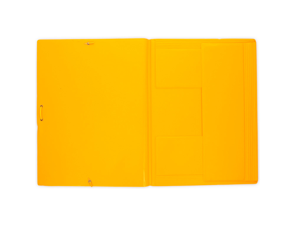 CARPETA GOMA GRAFOPLAS FOLIO FORRADA 3 SOLAPAS PVC AMARILLO