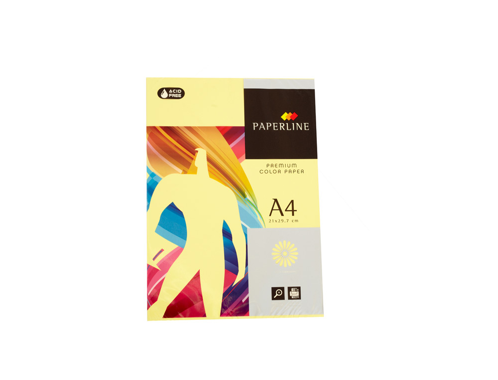 PAPEL COLOR FABRISA DIN A4 80G/M2 AMARILLO PAQUETE DE 500 HOJAS