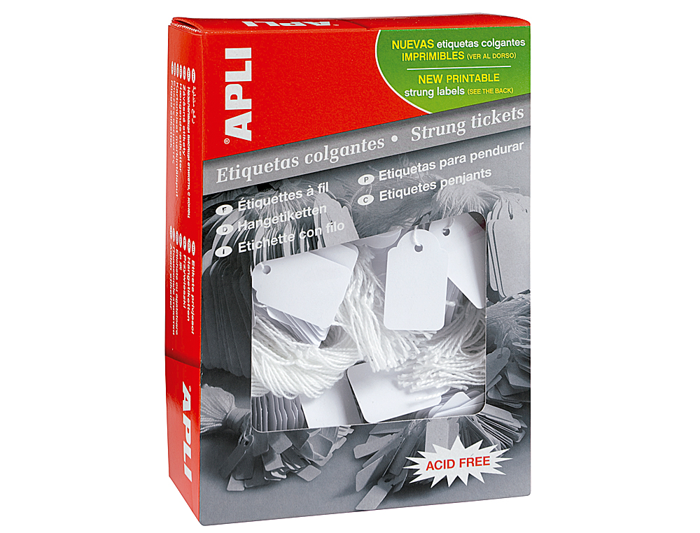 ETIQUETAS COLGANTES APLI 392 36X53 MM CAJA DE 500 UNIDADES