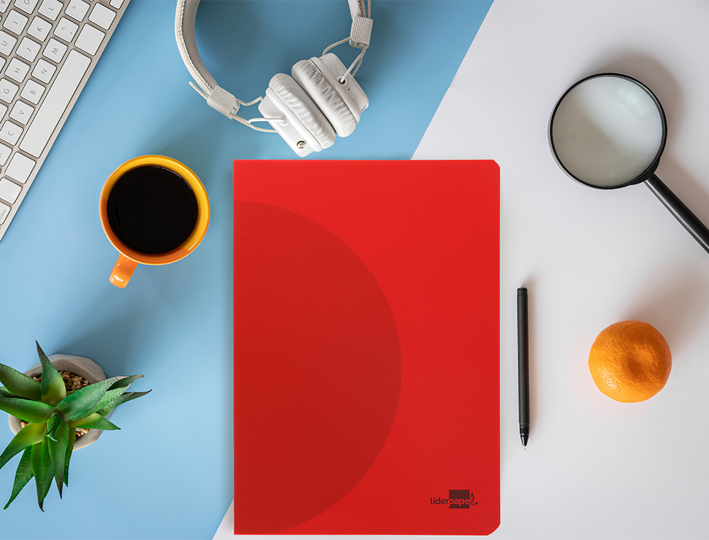 LIBRETA LIDERPAPEL 360 TAPA DE PLASTICO A4 48 HOJAS 90G/M2 RAYADO N46 COLORES SURTIDOS