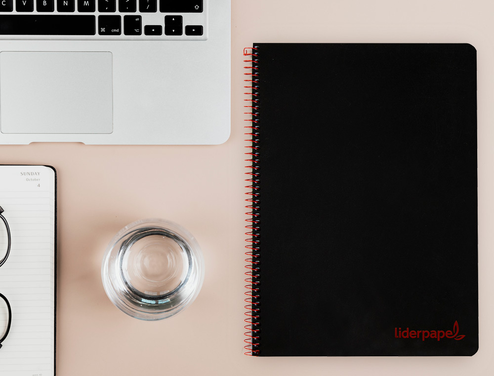 CUADERNO ESPIRAL LIDERPAPEL A4 WONDER TAPA PLASTICO 80H 90GR CUADRO 4MM CON MARGEN COLOR NEGRO