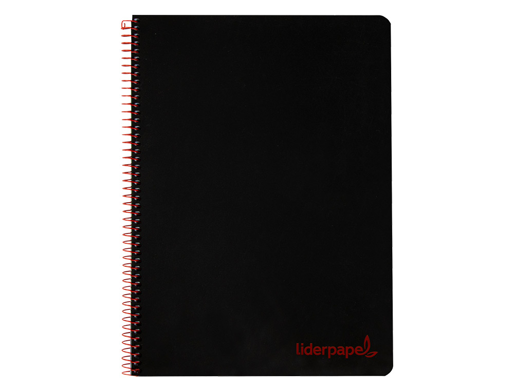 CUADERNO ESPIRAL LIDERPAPEL A4 WONDER TAPA PLASTICO 80H 90GR CUADRO 4MM CON MARGEN COLOR NEGRO