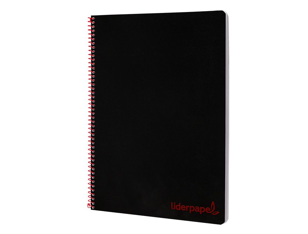 CUADERNO ESPIRAL LIDERPAPEL A4 WONDER TAPA PLASTICO 80H 90GR CUADRO 4MM CON MARGEN COLOR NEGRO