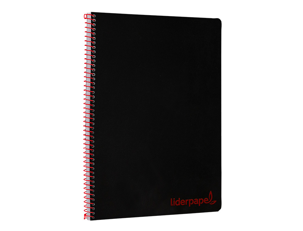 CUADERNO ESPIRAL LIDERPAPEL A4 WONDER TAPA PLASTICO 80H 90GR CUADRO 4MM CON MARGEN COLOR NEGRO