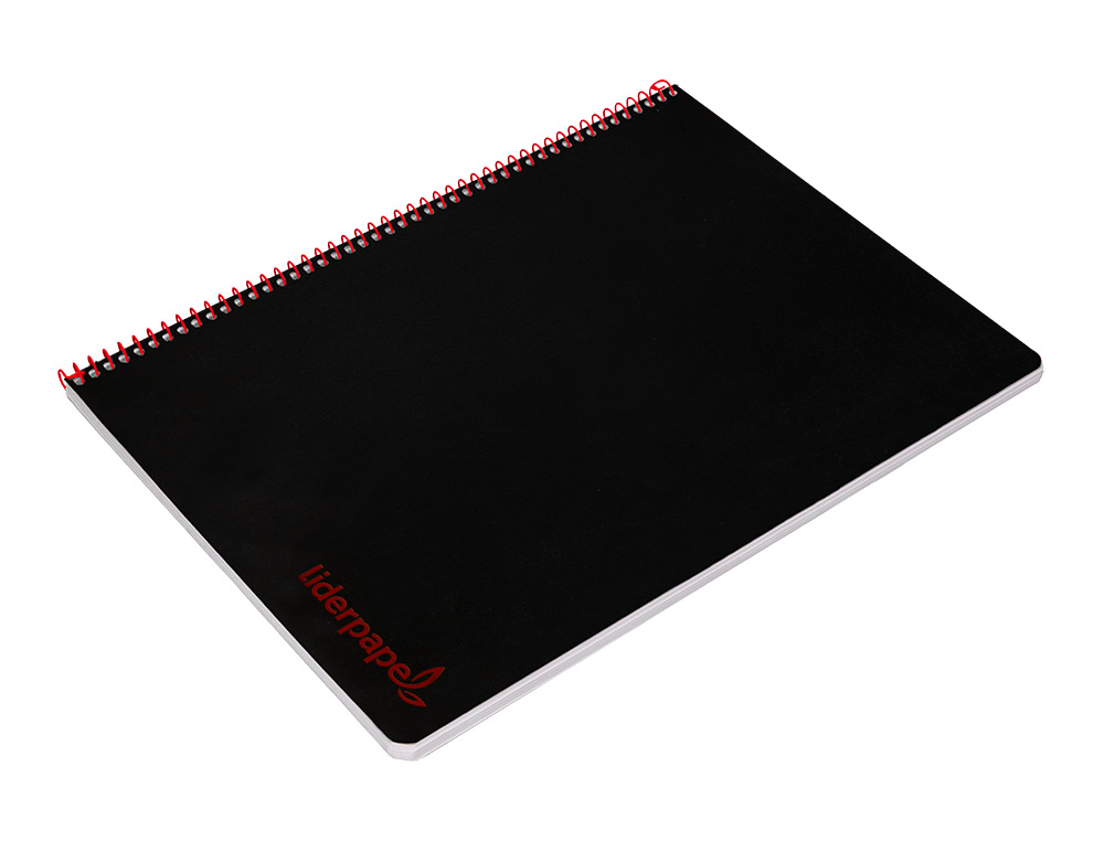 CUADERNO ESPIRAL LIDERPAPEL A4 WONDER TAPA PLASTICO 80H 90GR CUADRO 4MM CON MARGEN COLOR NEGRO