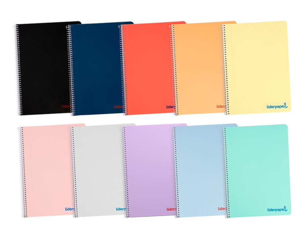 CUADERNO ESPIRAL LIDERPAPEL A5 WONDER TAPA PLASTICO 80H 90GR CUADRO 4MM CON MARGEN COLORES SURTIDOS