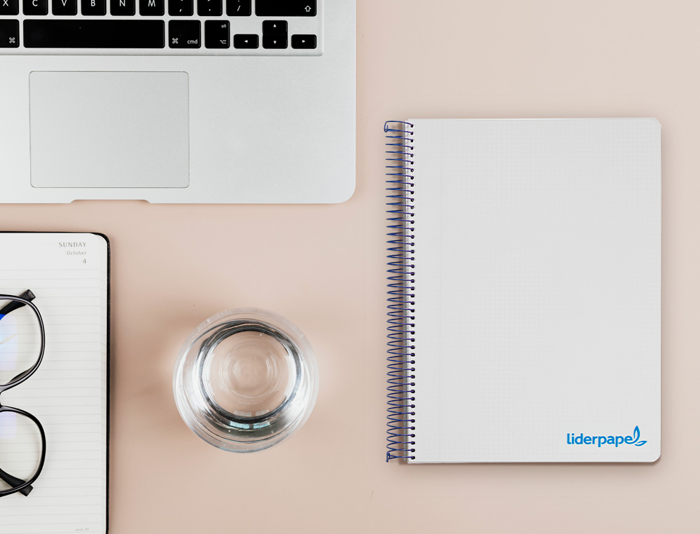 CUADERNO ESPIRAL LIDERPAPEL A5 MICRO WONDER TAPA PLASTICO 120H 90GR CUADRO 5MM 5 BANDAS 6 TALADROS COLOR GRIS