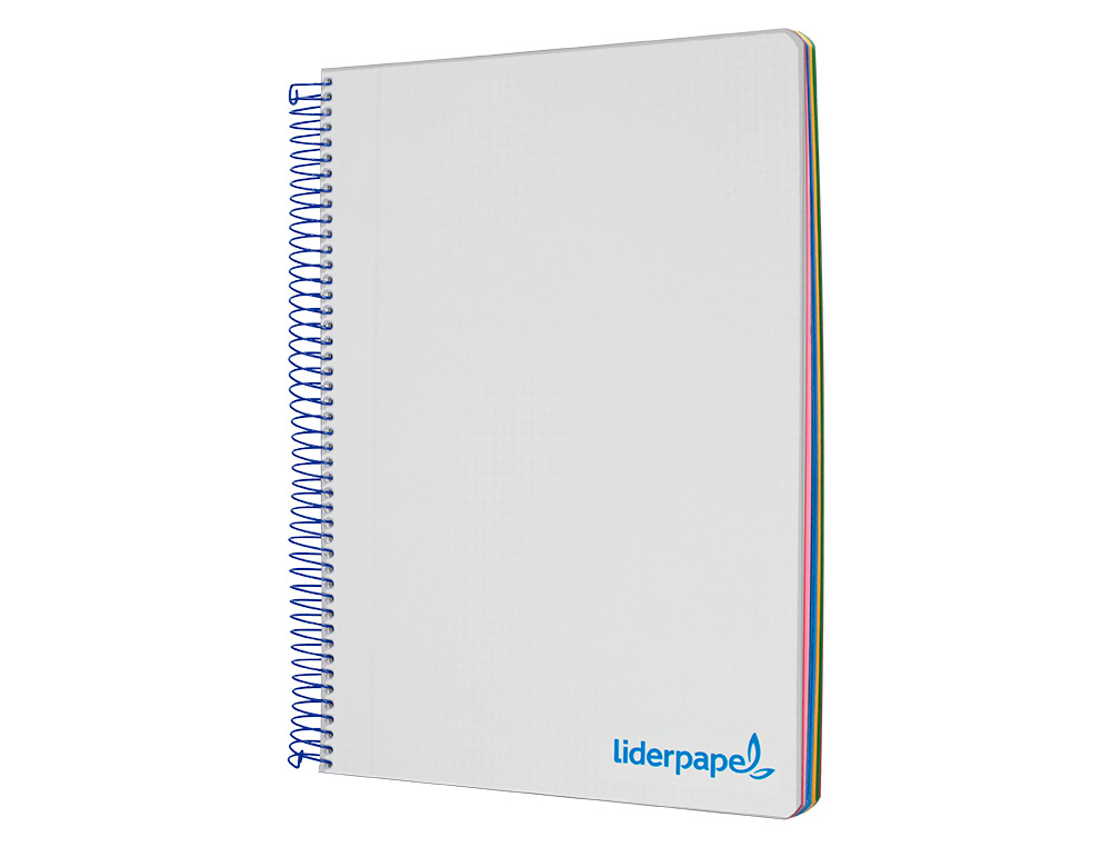 CUADERNO ESPIRAL LIDERPAPEL A5 MICRO WONDER TAPA PLASTICO 120H 90GR CUADRO 5MM 5 BANDAS 6 TALADROS COLOR GRIS