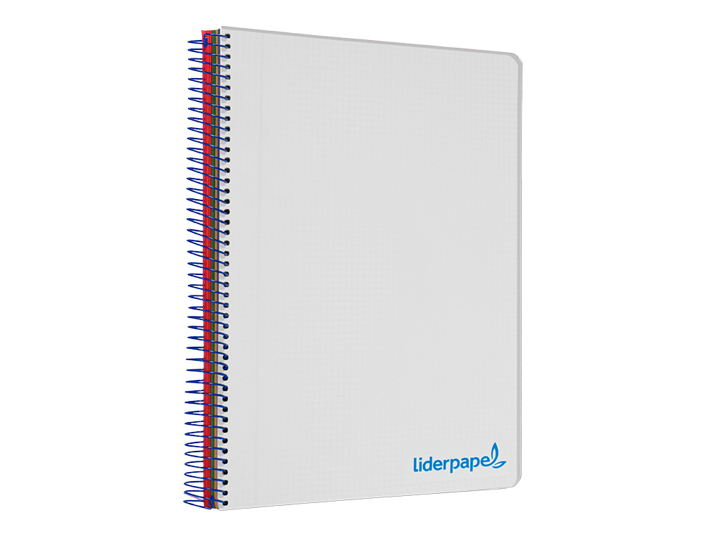 CUADERNO ESPIRAL LIDERPAPEL A5 MICRO WONDER TAPA PLASTICO 120H 90GR CUADRO 5MM 5 BANDAS 6 TALADROS COLOR GRIS