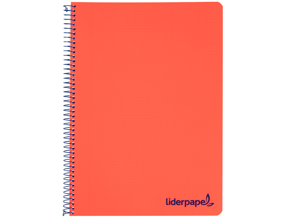 CUADERNO ESPIRAL LIDERPAPEL A5 MICRO WONDER TAPA PLASTICO 120H 90GR CUADRO 5MM 5 BANDAS 6 TALADROS COLOR ROJO