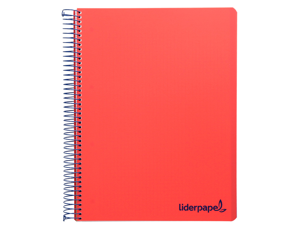 CUADERNO ESPIRAL LIDERPAPEL A5 MICRO WONDER TAPA PLASTICO 120H 90GR CUADRO 5MM 5 BANDAS 6 TALADROS COLOR ROJO