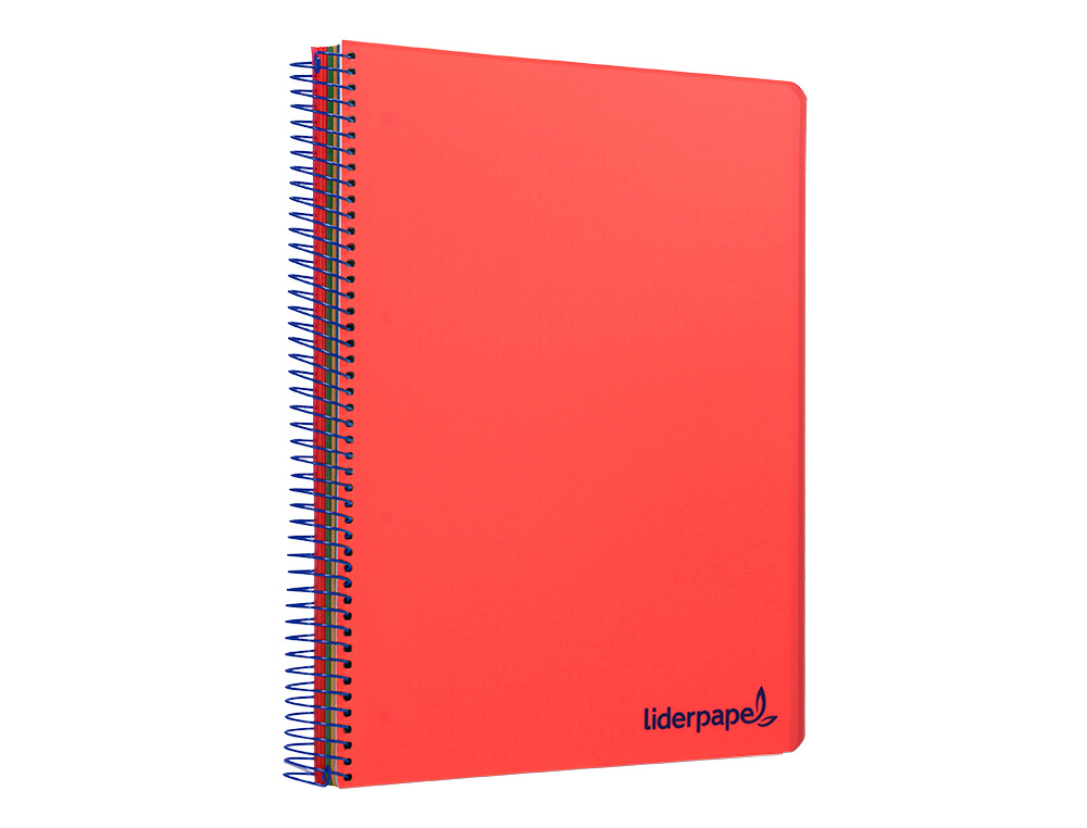 CUADERNO ESPIRAL LIDERPAPEL A5 MICRO WONDER TAPA PLASTICO 120H 90GR CUADRO 5MM 5 BANDAS 6 TALADROS COLOR ROJO