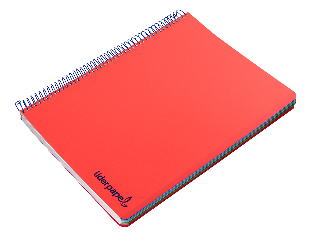 CUADERNO ESPIRAL LIDERPAPEL A5 MICRO WONDER TAPA PLASTICO 120H 90GR CUADRO 5MM 5 BANDAS 6 TALADROS COLOR ROJO