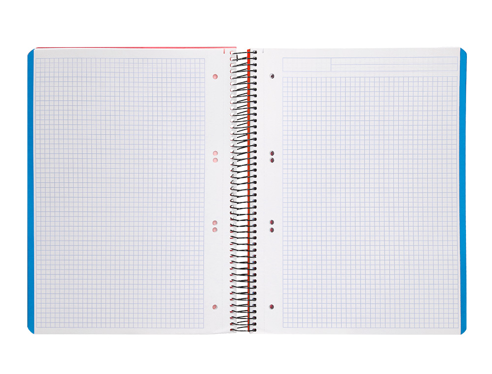 CUADERNO ESPIRAL LIDERPAPEL A5 MICRO WONDER TAPA PLASTICO 120H 90GR CUADRO 5MM 5 BANDAS 6 TALADROS COLOR ROJO