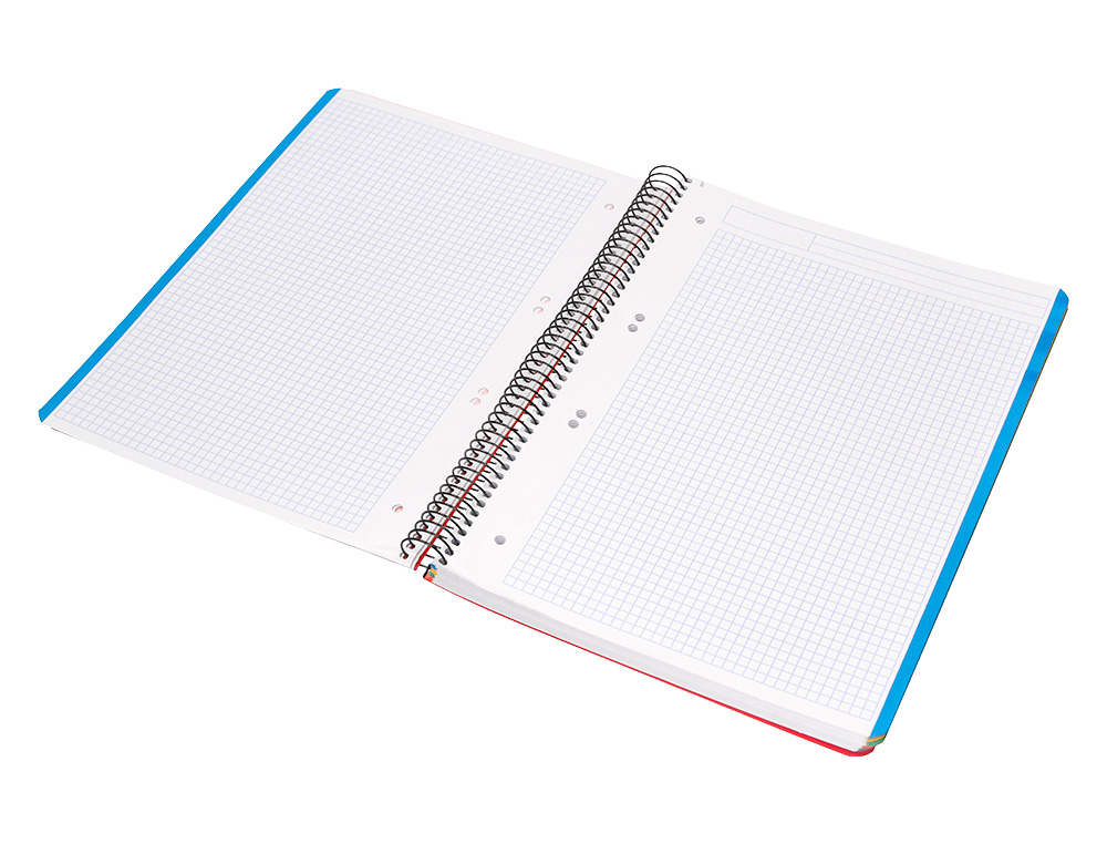 CUADERNO ESPIRAL LIDERPAPEL A5 MICRO WONDER TAPA PLASTICO 120H 90GR CUADRO 5MM 5 BANDAS 6 TALADROS COLOR ROJO