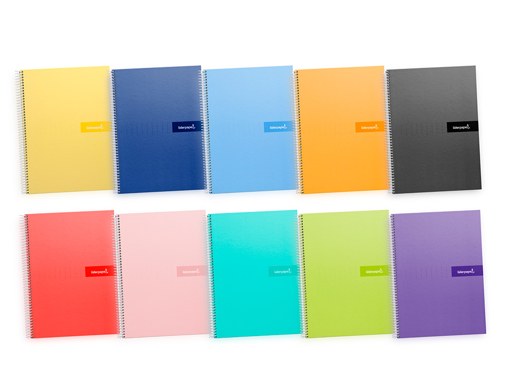 CUADERNO ESPIRAL LIDERPAPEL A4 CRAFTY TAPA FORRADA 80H 90GR CUADRO 4MM CON MARGEN COLORES SURTIDOS