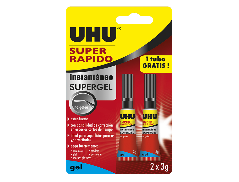 PEGAMENTO UHU INSTANTANEO GEL 3 GR + 3 GR GRATIS