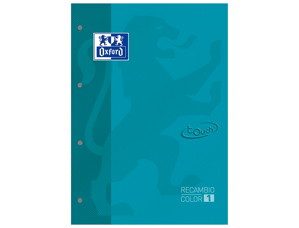 RECAMBIO COLOR 1 OXFORD DIN A4+ 80 HOJAS 90 GR CUADRICULA 5 MM TAPA BLANDA 4 TALADROS AQUA TOUCH