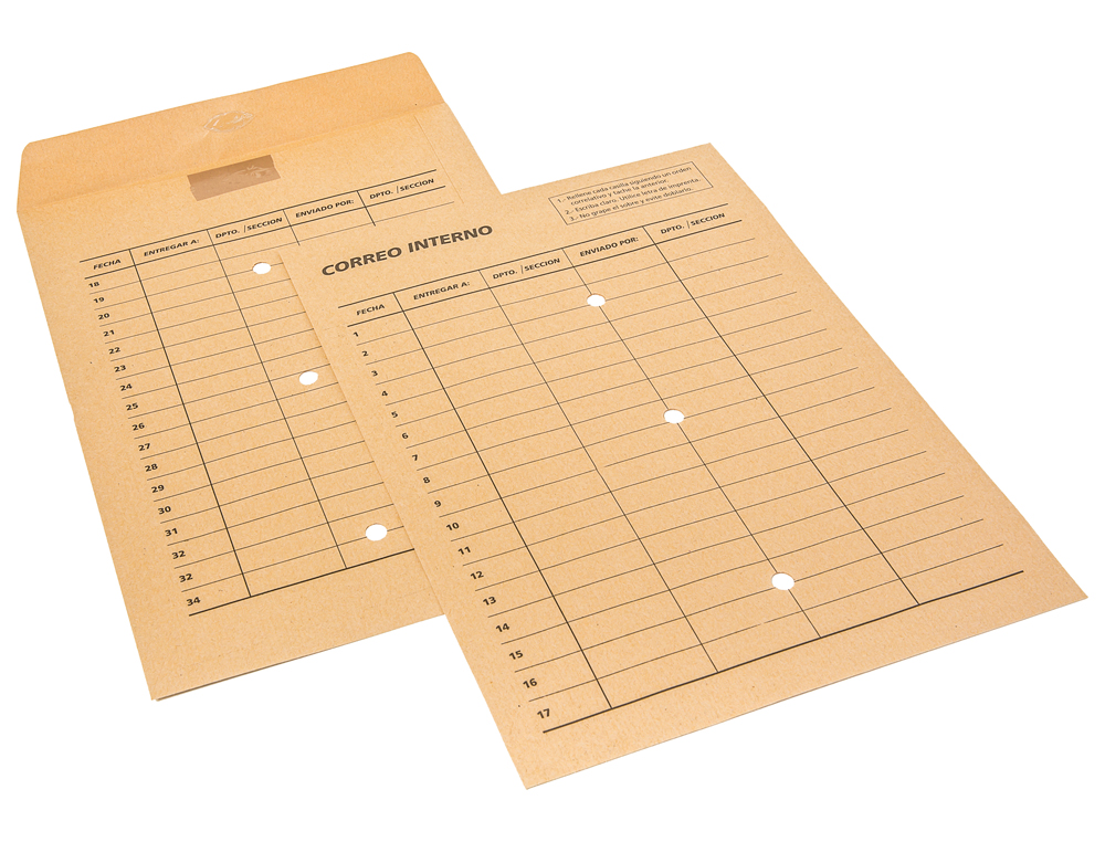 SOBRE SAM BOLSA KRAFT NATURAL 120 GR CIERRE MULTIADHESIVO 260X360 MM CORREO INTERNO 3 TALADROS IMPRESO 2 CARAS CAJA