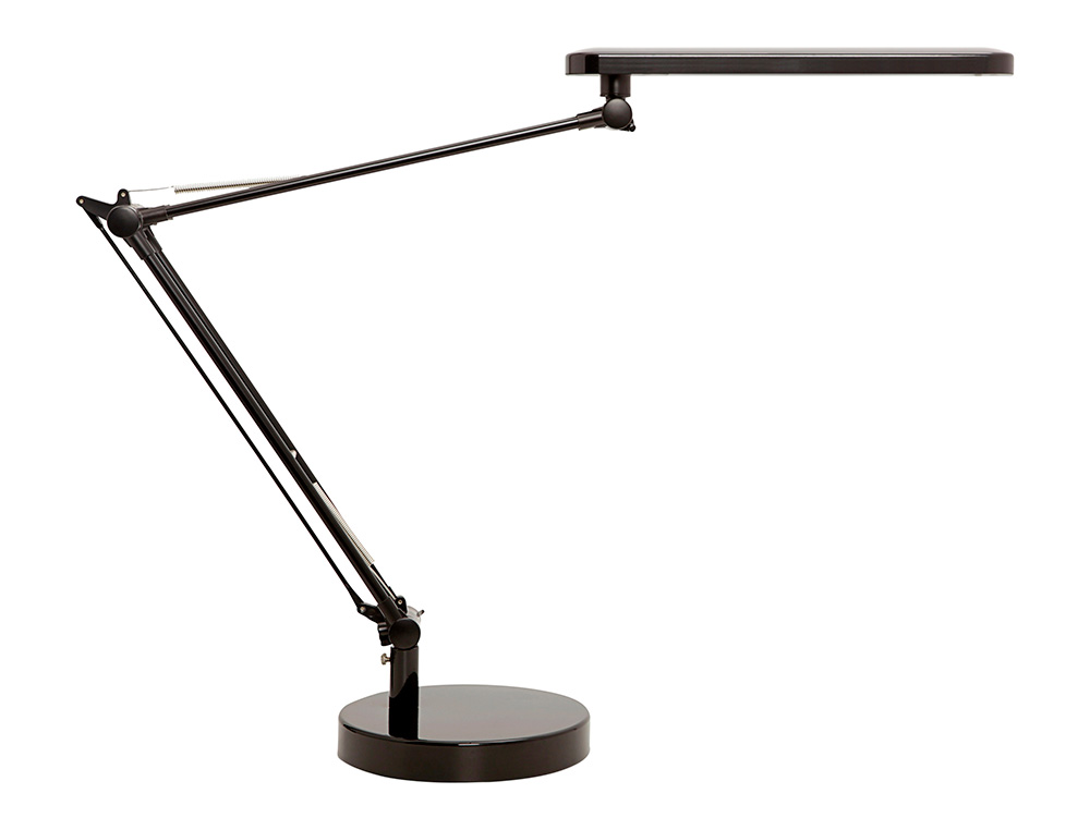 LAMPARA DE ESCRITORIO UNILUX LED 7W 665LM CABEZAL GIRO 360BRAZO 3 ARTICULACIONES NEGRO/MADERA