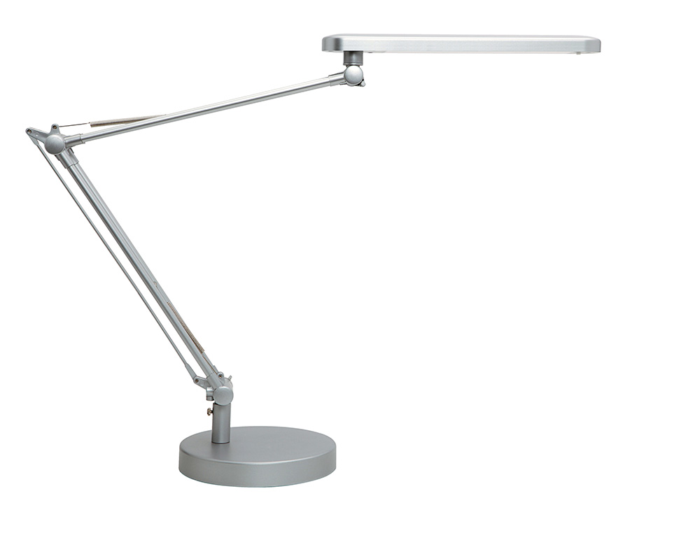 LAMPARA DE ESCRITORIO UNILUX LED 7W 665LM CABEZAL GIRO 360ºBRAZO 3 ARTICULACIONES GRIS METALIZADO