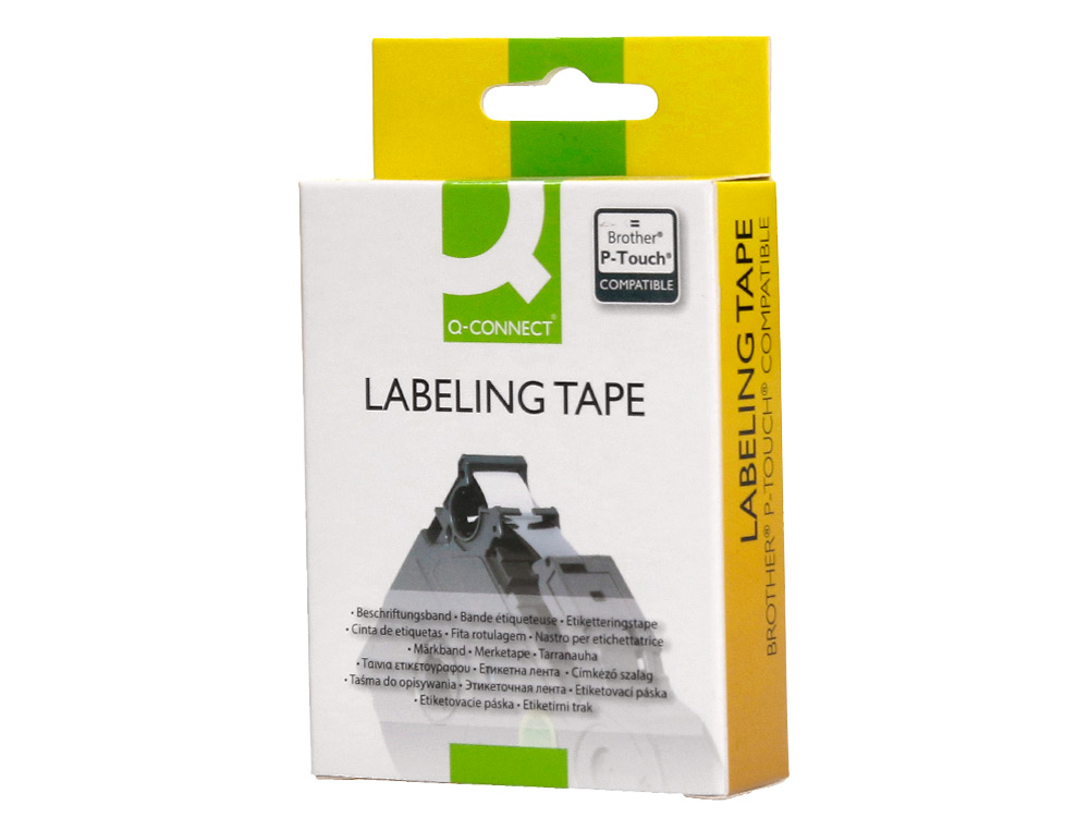 CINTA Q-CONNECT TZE-231 BLANCO-NEGRO 12MM LONGITUD 8 MT