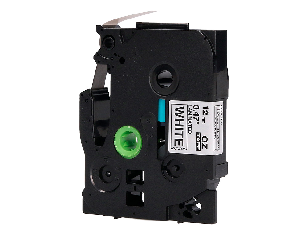 CINTA Q-CONNECT TZE-231 BLANCO-NEGRO 12MM LONGITUD 8 MT