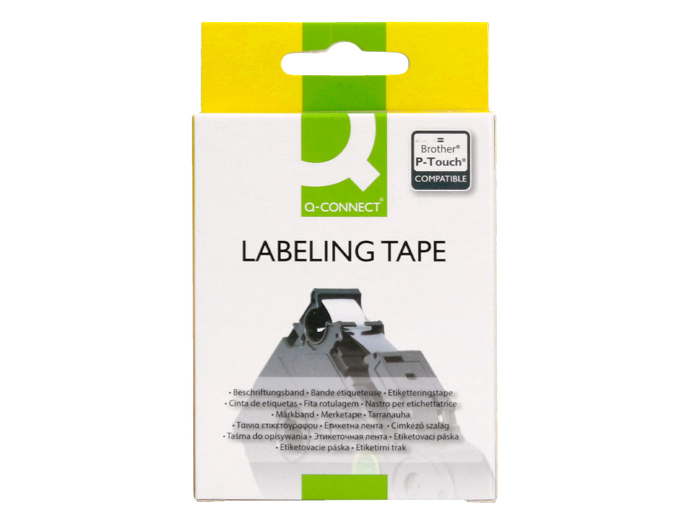 CINTA Q-CONNECT TZE-231 BLANCO-NEGRO 12MM LONGITUD 8 MT