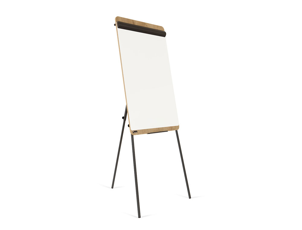 PIZARRA BLANCA ROCADA TRIPODE LACADA MAGNETICA BRAZO EXTENSIBLE TABLERO COLOR ROBLE 69X99 CM ALTURA