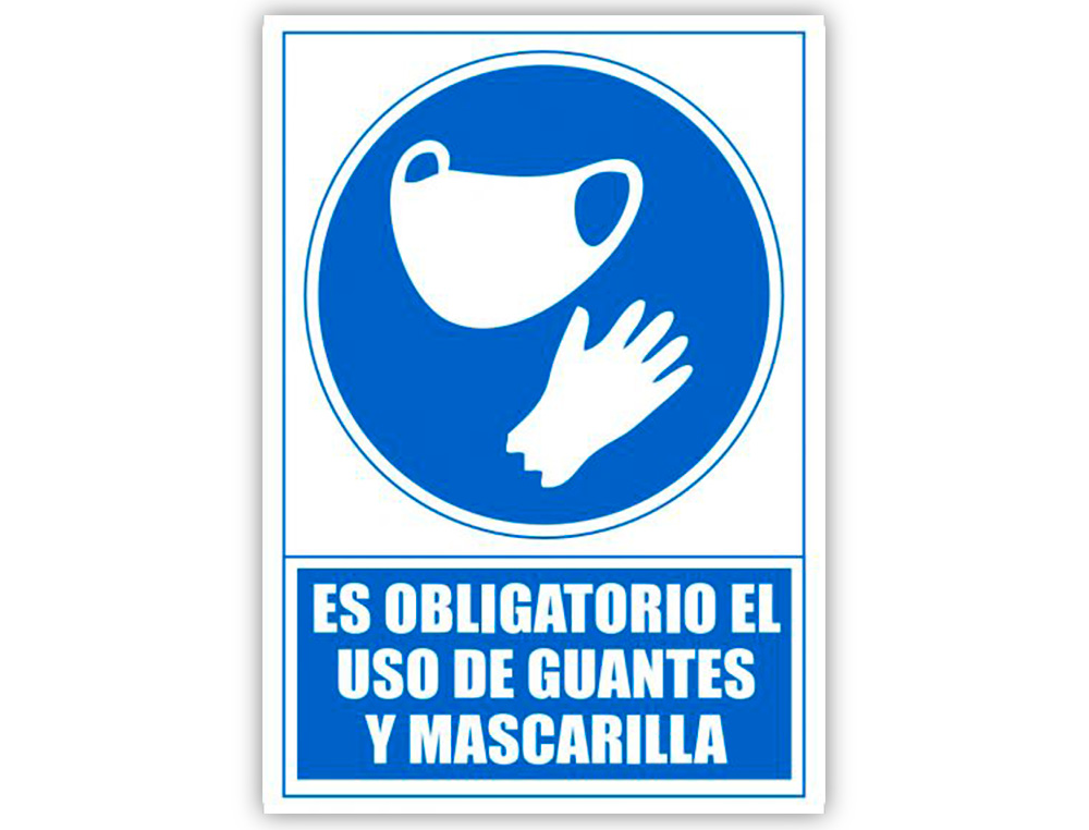 PICTOGRAMA ARCHIVO 2000 OBLIGATORIO EL USO DE GUANTES Y MASCARILLA PVC COLOR AZUL 210X297 MM