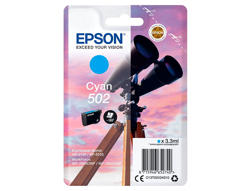 INK-JET EPSON SINGLEPACK CIAN 502 INK