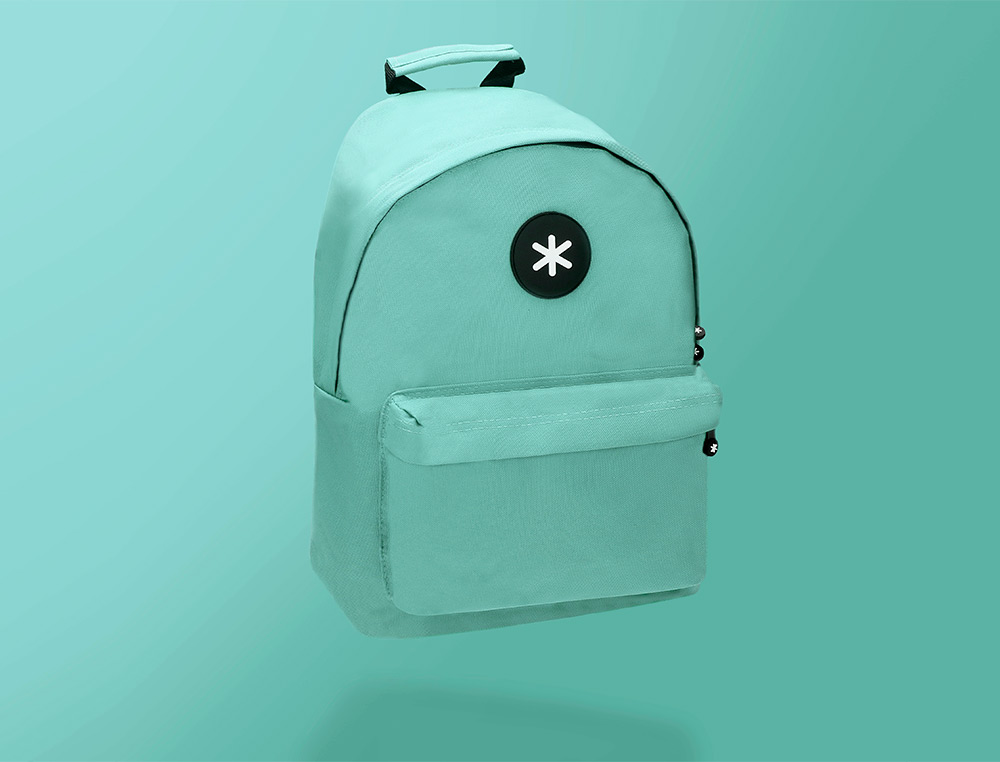 MOCHILA ANTARTIK CON ASA Y BOLSILLOS CON CREMALLERA COLOR VERDE MENTA 310X160X410 MM