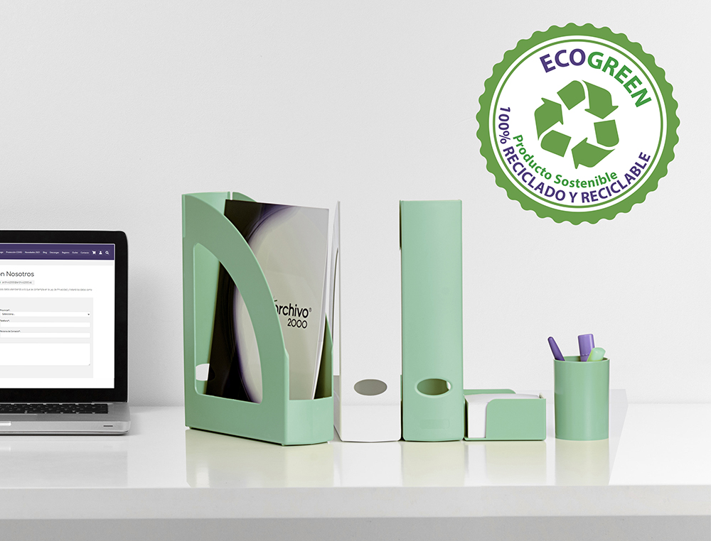 CUBILETE PORTALAPICES ARCHIVO 2000 VERDE PASTEL OPACO PLASTICO 100% RECICLADO DIAMETRO 75 MM ALTO 105 MM