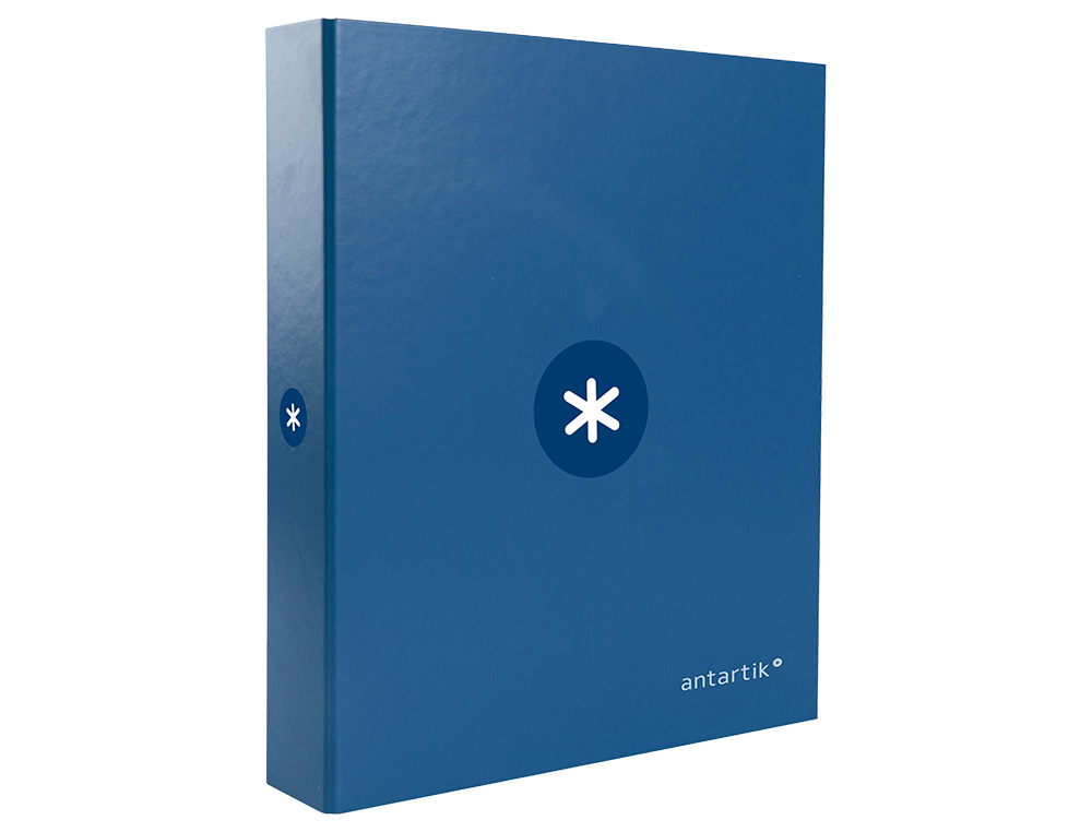 CARPETA 4 ANILLAS 40 MM MIXTAS ANTARTIK A4 FORRADA COLOR AZUL MARINO