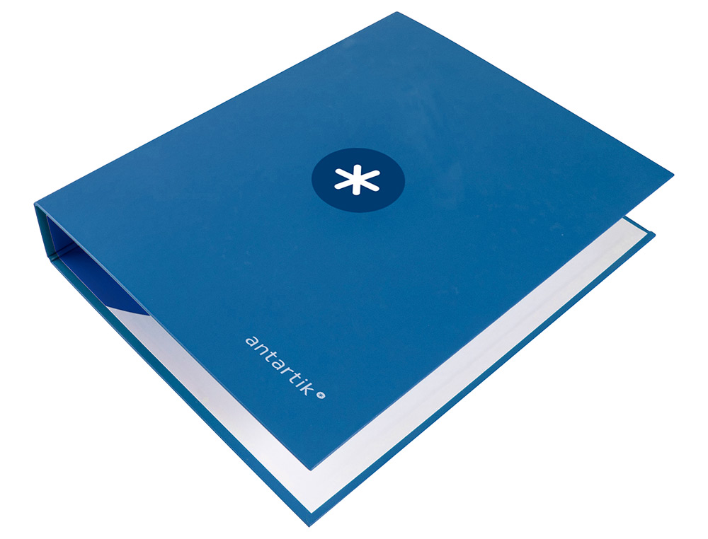 CARPETA 4 ANILLAS 40 MM MIXTAS ANTARTIK A4 FORRADA COLOR AZUL MARINO