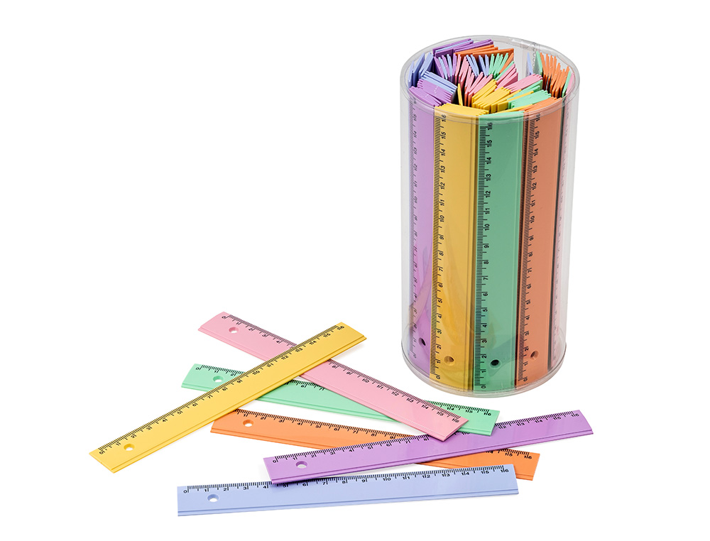 REGLA FAIBO PLASTICO 16 CM BOTE DE 100 UNIDADES COLORES SURTIDOS