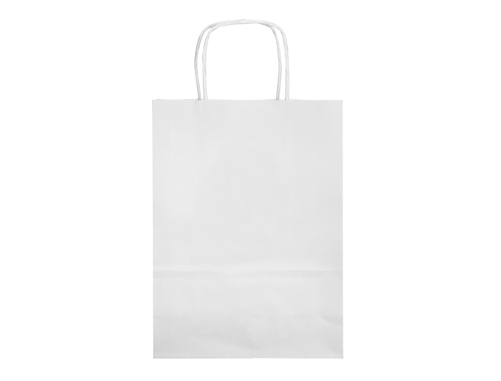 BOLSA PAPEL Q-CONNECT CELULOSA BLANCO S CON ASA RETORCIDA 240X320X100 MM