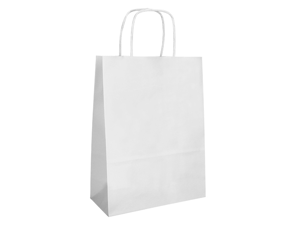 BOLSA PAPEL Q-CONNECT CELULOSA BLANCO S CON ASA RETORCIDA 240X320X100 MM